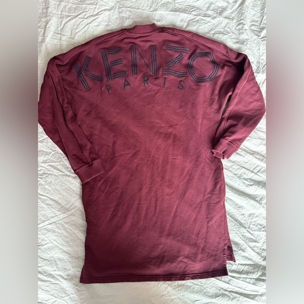Kenzo Paris Burgundy Logo Sweatshirt Dress – Size M – Embroidered Back Graphic – - Picture 2 of 10